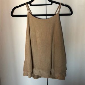 Tan Suede Flowy Tank